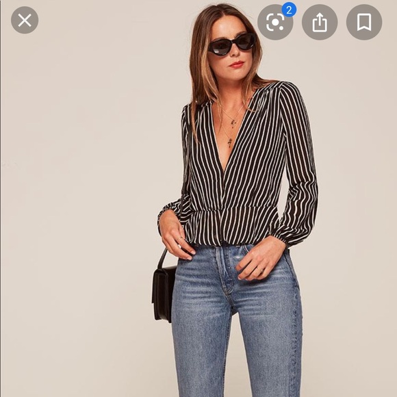 Reformation Camila Top B&W stripe Sz Small - Picture 4 of 7